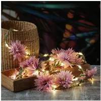 MARELIDA LED-Lichterkette Dahlien Blüten Blumengirlande Blumenlichter Timer L: 2,9m rosa, 30-flammig