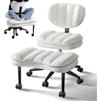 Patbrela Bürostuhl Bürostuhl mit Kreuzbeinen, 360° drehbar, Ergonomischer Kniestuhl, Criss Cross Schreibtischstuhl mit Verstellbarer Höhe, Cloud PU-Leder