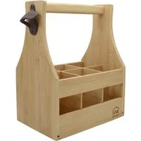 UNUS HOME Flaschenkorb Flaschenträger Bambus für 6 Flaschen, Getränketräger, Tragekorb, Bierflaschenträger, Bierträger