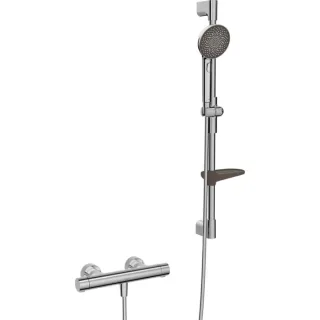 Hansa HANSAPRISMA Duschsystem 48130421 mit Thermostat, Wandmontage, 770mm, chrom
