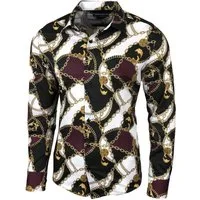 Baxboy Langarmhemd Baxboy Herren Hemd Freizeitshemd Langarm Blumen Casual Shirt
