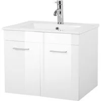 welltime Waschtisch Florenz, Breite 60cm, 2 Tür, 2 Fächer, MDF-Front (Set, Waschtisch inklusive Waschbecken), Waschplatz mit 2 Türen,in verschiedenen Farben erhältlich, Badmöbel