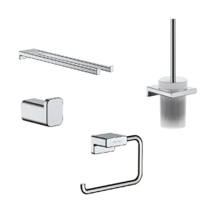 hansgrohe AddStoris Bad Accessoires Set chrom, Handtuchhalter, Haken, Bürstengarnitur, Papierhalter