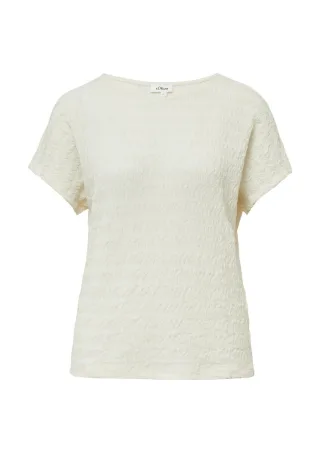 s.Oliver Red Label - Strukturiertes T-Shirt aus Baumwollmix im Relaxed Fit weiß - Gr. - 42