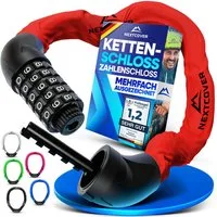 Nextcover Kettenschloss NEXTCOVER® Fahrradschloss LockOne mit Zahlencode oder Schlüssel