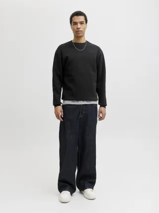 JACK&JONES - JJEBRADLEY SWEAT CREW NOOS Black - Gr. - XXL