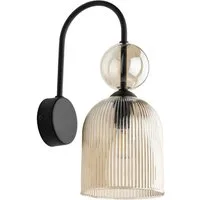 Licht-Erlebnisse Wandleuchte ISERO, ohne Leuchtmittel, Metall Rauchglas E14 H: 33,5 cm Schwarz Cognac Modern