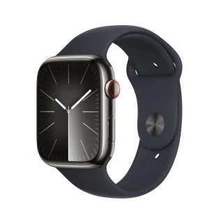 Apple Watch Series 9 [GPS + Cellular inkl. Sportarmband S/M mitternacht] 45mm Edelstahlgehäuse graphit