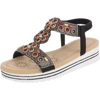Ital-Design Damen Sandalenschuh mit Schmuckdetails und Plateau Plateausandaletten (91895670) Keilabsatz/Wedge Keilsandaletten in Schwarz