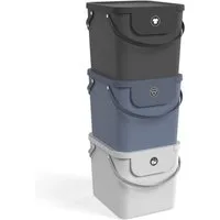 ROTHO Wäschekorb Albula 3er-Set Wäschesammler 40l mit Deckel, Kunststoff (PP recycelt) (Wäschesortiersystem, Set 3-tlg), Aus rezykliertem Kunststoff