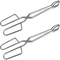 HAC24 Grillzange 2x XXL Servierzange Bratwurstzange Lang BBQ Grill Grillgutwender, Edelstahl, je 28,5 cm