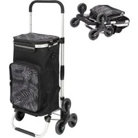 eluno Einkaufstrolley OKEL, Treppensteiger inkl. Kühlfach, schwarz, 50 l