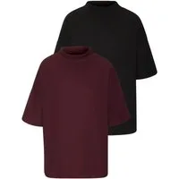 LASCANA Kurzarmshirt mit Stehkragen (2er-Pack) aus bügelfreier, luftiger Crêpe-Qualität