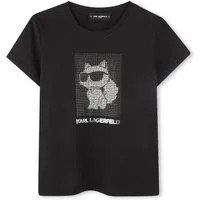KARL LAGERFELD T-Shirt Karl Lagerfeld KIDS schwarz mit silber glänzender Choupette