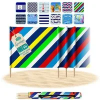 Lantigo Windschutz Sichtschutz Sonnenschutz Strandparavent aus Mikrofaser – portabel, (Bunte Streifen, Länge: 4 m), - Faltbarer Sonnenschutz für Strand, Camping & Garten