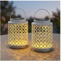 NOWA LED Solarleuchte, LED-Leuchtmittel fest verbaut, Solarlampe Außenleuchte Gartendeko LED Laterne orientalisch 2er Set