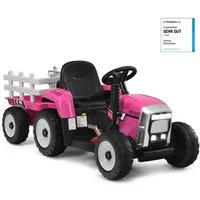 COSTWAY Elektro-Kindertraktor Aufsitztraktor, mit USB & abnehmbarem Anhänger