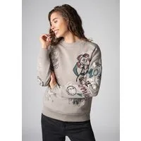 SUBLEVEL Sweatshirt Damen Pullover langarm im Alloverprint Sweater, Sweatpullover