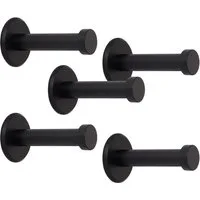 SO-TECH® Kleiderhaken Garderobenhaken TALEA Edelstahl massiv inkl. Montagematerial, (5-St), Ø 10 / 15 mm, Länge 50 mm, Gesamtlänge 53 mm, schwarz elox