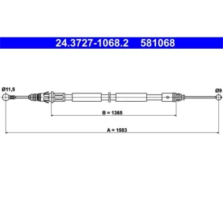 ATE Handbremsseil hinten links Nissan Primastar Opel Vivaro Renault Trafic