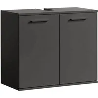 mokebo Waschbeckenunterschrank Der Waschbär (60x70x34 cm, in Anthrazit Schwarz) Waschtischunterschrank, Waschtisch oder Badezimmerschrank aus Holz