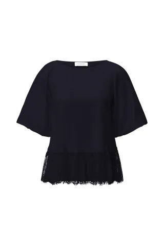 Rich & Royal - Balloon T-Shirt with Peplum midnight blue - Gr. - XS