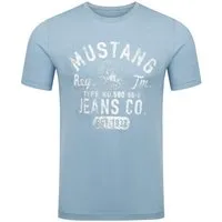 MUSTANG T-Shirt Herren Printshirt Basic Print Regular Tee (1-tlg) Kurzarm Tee Shirt mit Rundhalsausschnitt aus 100% Baumwolle