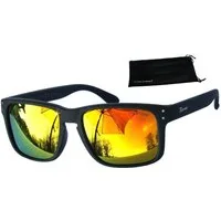 Rennec Sonnenbrille (Herren Markenbrille mit Brillenbeutel) Gläser Polarisiert Orange Verspiegelt stabile 3in2 Bügelgelenke