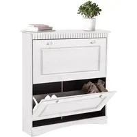 OTTO home Schuhschrank Rustic aus massiver Kiefer, 2 Schuhklappen, für 6-8 Paar, Kassettenoptik
