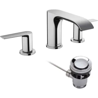 hansgrohe Vivenis Waschtisch-3-Loch-Armatur 75033000 mit Zugstangen-Ablaufgarnitur, chrom