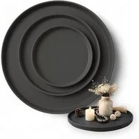 LIVLIG Dekotablett Deko Tablett, Serviertablett rund für Weihnachtsdeko & Adventskranz (Set, 3er Set), robust, pulverbeschichtet, modern, Ø 25 cm, 30 cm und 40 cm