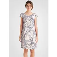 PEKIVESSA Sommerkleid Leinenkleid knielang kurzarm mit floralem Muster