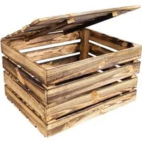 Creative Deco Aufbewahrungsbox Holztruhe Holzkiste mit Deckel Spielzeugkiste Holzbox, mit Scharnieren