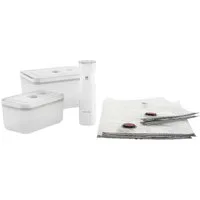 Zwilling Vakuumbehälter Fresh & Save, Kunststoff, Silikon, (Set, 7-tlg., Vakuumpumpe inkl. 2 Vakuumboxen & 4 Vakuumbeutel), Vakuum Starter-Set, Kunststoff, Spülmaschinengeeignet, Grey Line