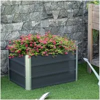 Outsunny Hochbeet Blumenkasten, Pflanzkasten (Gemüsebeet, 1 St., Kräuterbeet), für Garten, Balkon, Dunkelgrau