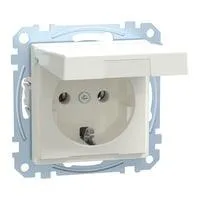Schutzkontakt-Steckdose mit Klappdeckel, Unterputz, 16 Ampere, 250 Volt, System M weiß (matt), Retail