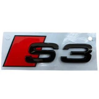 Original Audi S3 A3 Black Edition Emblem Schriftzug Logo Emblem in Schwarz glänzend für das Heck / Hinten selbstklebend