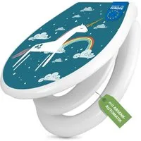 banjado WC-Sitz mit Kindersitz Motiv Einhorn (mit Kindersitz, integrierte Scharniere), 44,9 x 37,1 x 5 cm