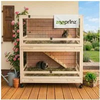 Zooprinz Kleintierstall Knuffel auf Rollen mit Klappdach, 2 Etagen, Plexiglas, 115x118x60 cm (BxHxT)