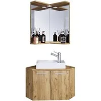 VCM Badmöbel-Set 3 teilig Badmöbel Gäste WC Waschtisch Vilosa, (Komplett-Set, 3-St., 1x Unterschrank 1x Waschbecken 1x Spiegel)