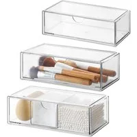 FELIXLEO Make-Up Organizer Badezimmer Organizer Mini 3er Set Acryl Stapelbar Transparent, 1-tlg.