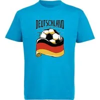 MyDesign24 T-Shirt Kinder Fussball Print Shirt - Deutschland Fahne mit Fussball Bedrucktes Jungen und Mädchen Fussball T-Shirt i485