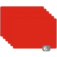 MuchoWow Platzset Rot - Farbe - Einfarbig, (6-St), Platzsets, Tischset, Abwaschbar, Tischsets, Platzdeckchen