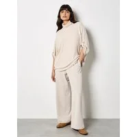 Apricot Fledermauspullover Oversized-Pullover mit Krempelärmeln