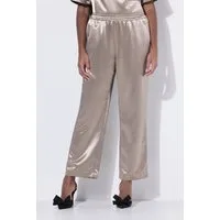 Ulla Popken Schlupfhose Satinhose Rose Metallic-Effekt weites Bein