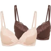 Dorina Push-up-BH Origins Shiny Micro (2er Pack) vorgeformte Cups, Spitzendetails, Doppelträger vorn