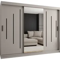 ABIKS MÖBEL Schwebetürenschrank RUBINO Y 250 Schlafzimmerschrank mit Schiebetüren Kleiderstange Regale