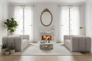 Sofaset Designersofa SOLVIE 2-2 in Stoff Moly Creme