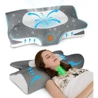Esun Kopfkissen Orthopädisches Nackenstützkissen Memory Foam Seitenschläferkissen, Füllung: Memory Foam, pillows for sleeping, nackenkissen, ergonomisches kopfkissen, schmetterlingskissen, für Seiten Rücken & Bauchschläfer, Nackenkissen