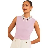 Love & Roses Blusentop Love & Roses Strickoberteil mit verziertem Kragen (1-tlg)
